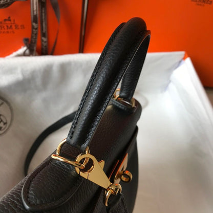 Femme Élégance Classic Top Handle Bag – Black Gold Edition