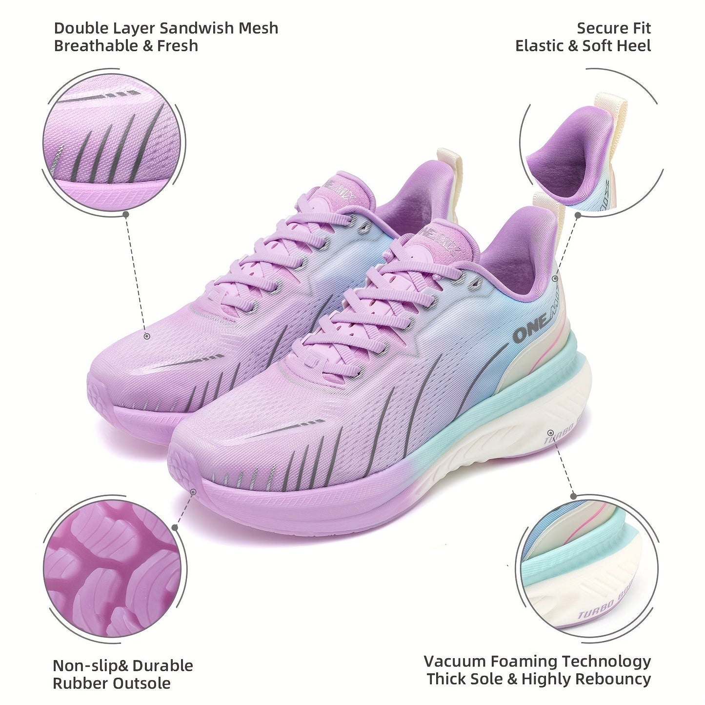 Aurora Gradient Running Sneakers – Women’s Comfortable Lightweight Colorful Sports Shoes
